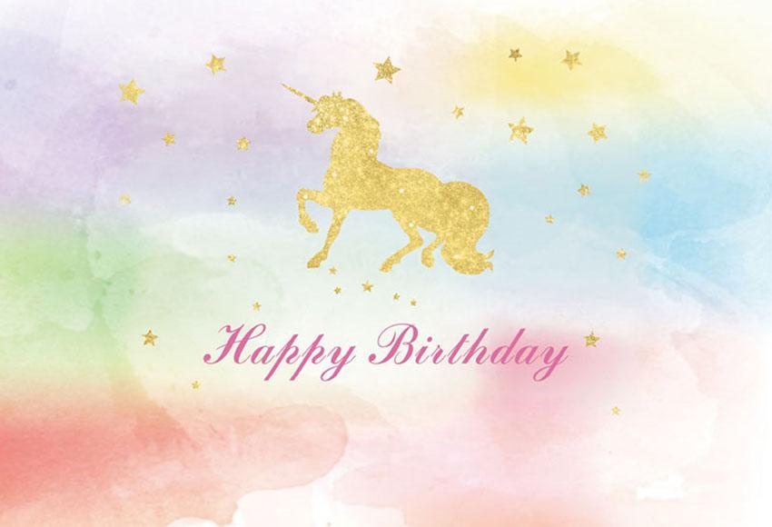 850x580 Golden Unicorn Patterned On Watercolor Background For Baby