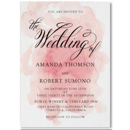 445x445 Blush And Gold Wedding Invitations Unique Watercolor Splash Of