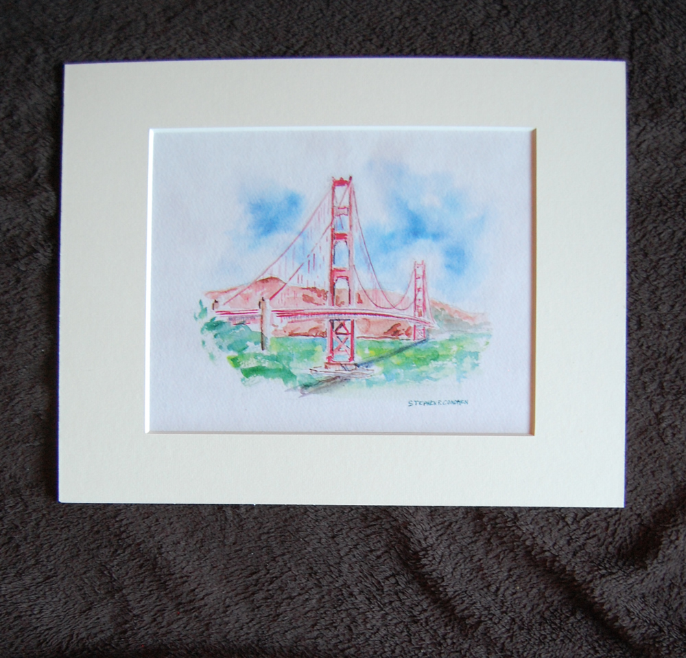 1000x958 Golden Gate Bridge Watercolor