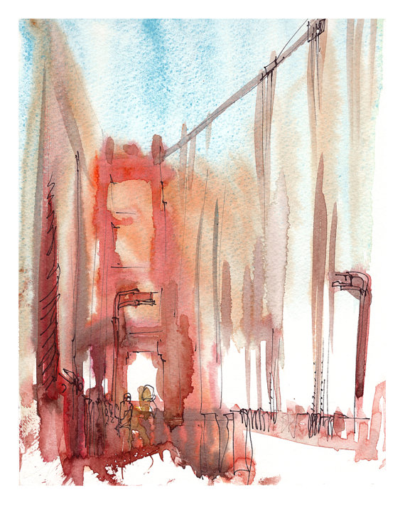 570x713 San Francisco Fog Golden Gate Bridge , An Impressionistic