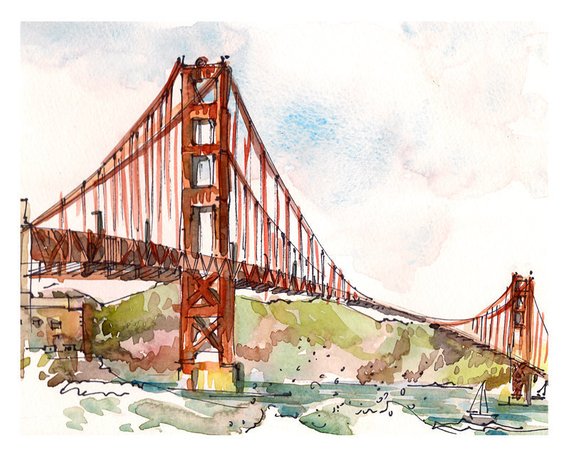 570x456 San Francisco Golden Gate Bridge California Print Of A Etsy