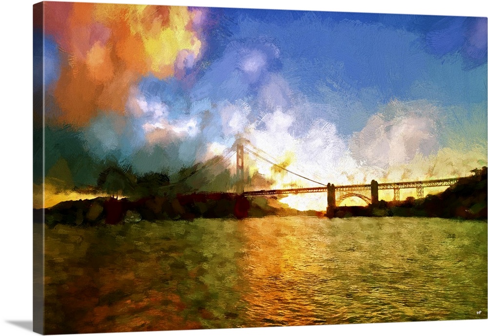 1000x690 Watercolor Golden Gate Bridge Ii, San Francisco Painting Series