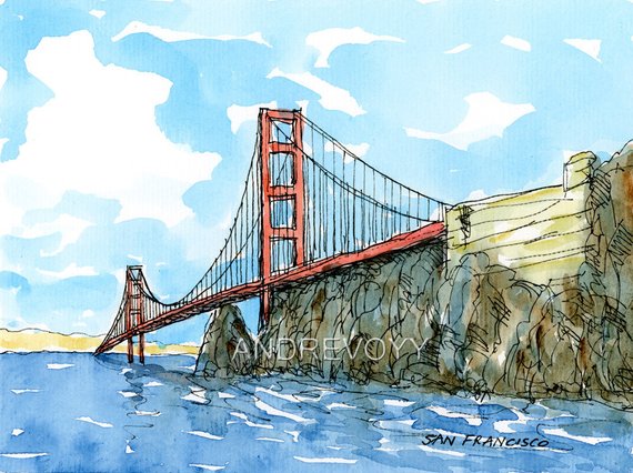 570x426 San Francisco Golden Gate Bridge 2nd Art Print From An Etsy