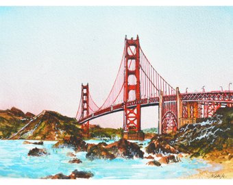 340x270 Bridge Watercolor Etsy