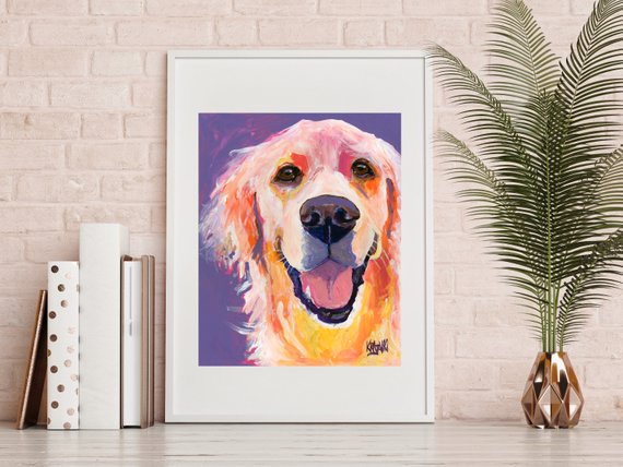 570x428 Golden Retriever Watercolor Art Print Of Original Painting Etsy