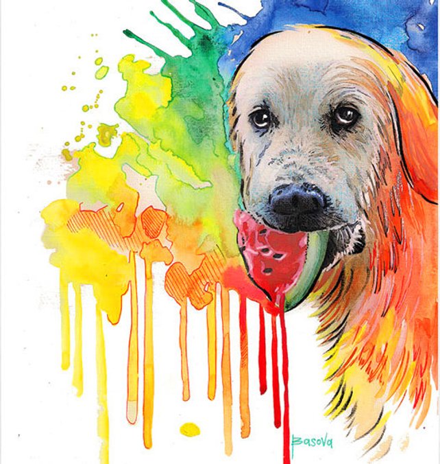 642x676 Golden Retriever Watercolor Print From Original Watercolor Etsy