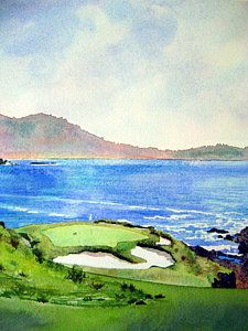 225x300 Golf Course Watercolor Painting