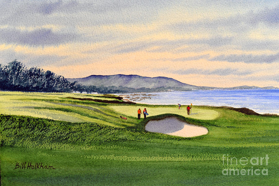 900x600 Pebble Beach Golf Course 9th Green Painting By Bill Holkham