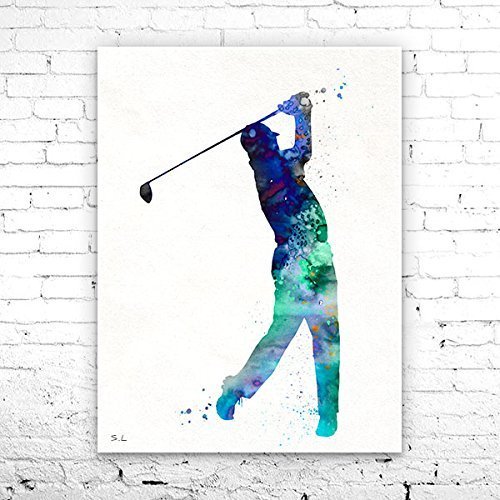 500x500 Golf Watercolor Painting Print, Golf Art, Watercolor