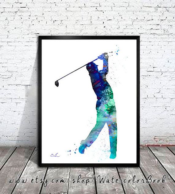 570x634 Golf Watercolor Painting Print, Golf Art, Watercolor Print, Sport