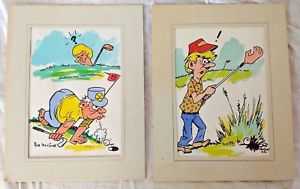 300x189 Original Bob Maccourt 5x7 Cartoon Funny Comic Golf Watercolor