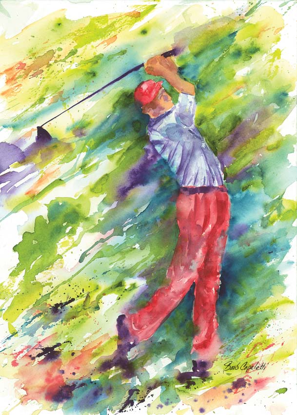 609x850 Blasting Out Of The Sand Trap Golf Watercolor Barb Capeletti