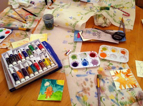 500x373 Little Watercolor Squares Good Idea For The Kids That Wont Take Up