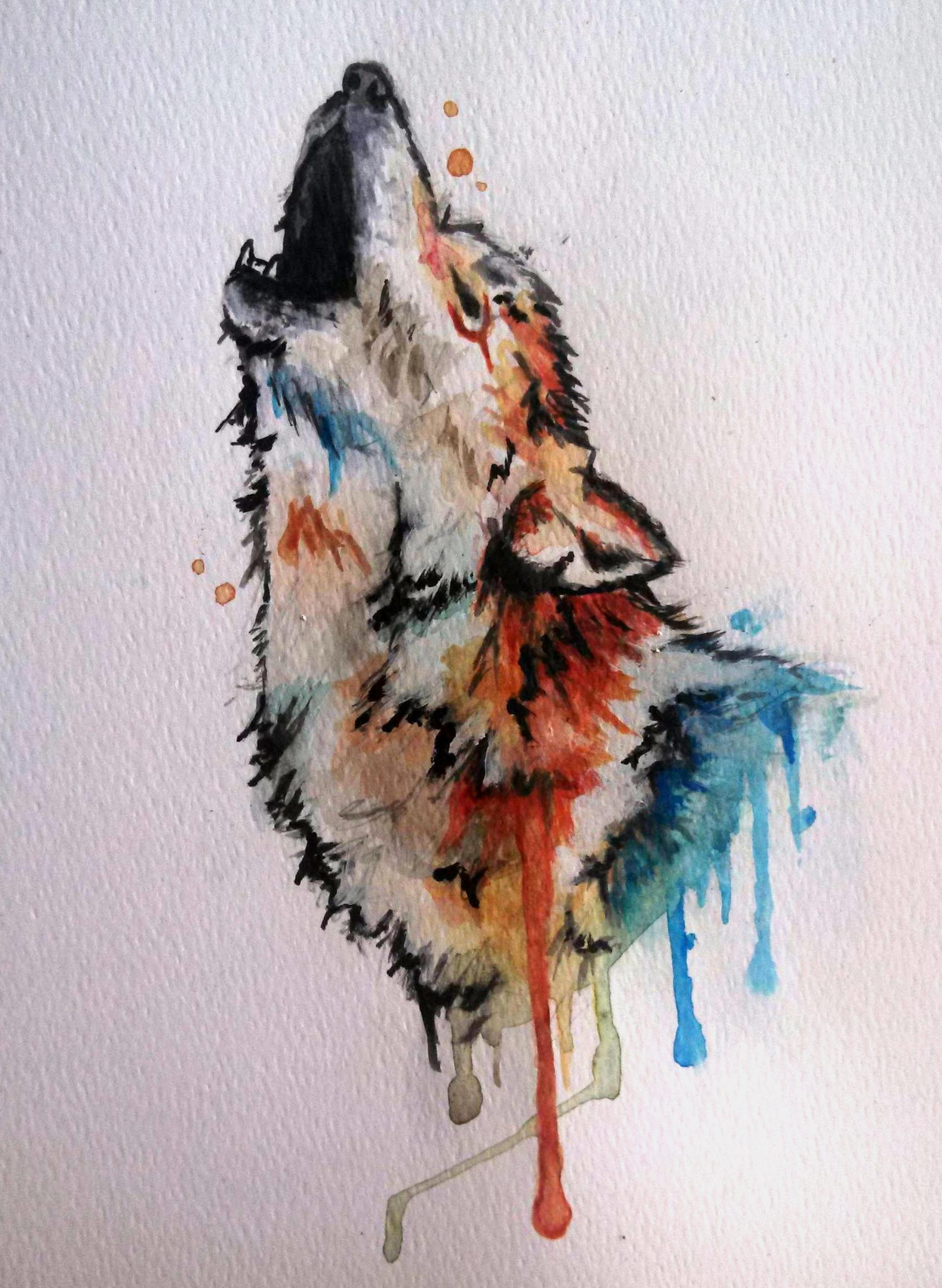 1698x2322 Water Color Drawings Howling Wolf Drawing Watercolor