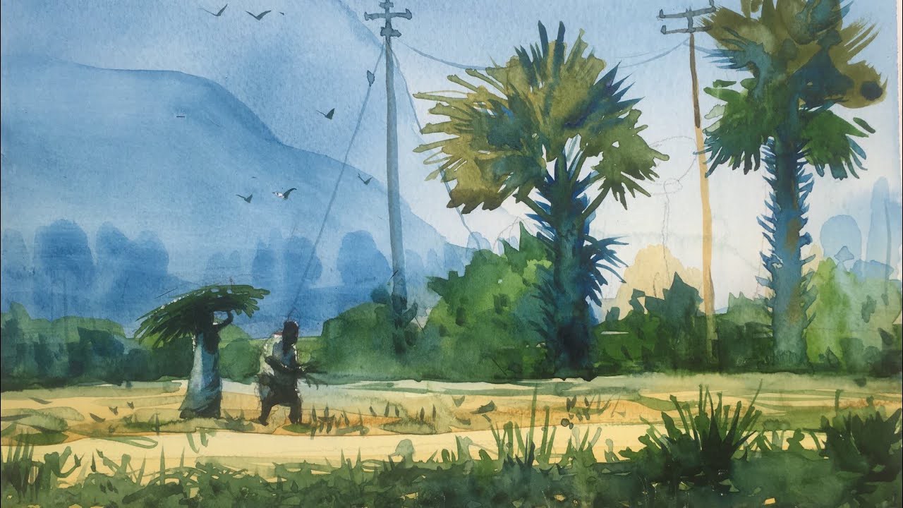 1280x720 How To Paint A Village Landscape In Watercolor Full Length