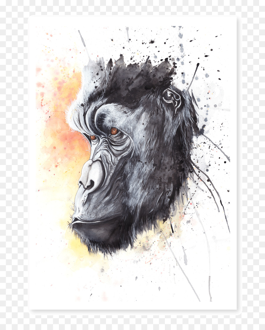900x1120 Gorilla Watercolor Painting Drawing Art