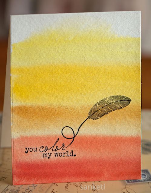 499x640 Water Color Graduated Background (Graded Wash Technique) Cards