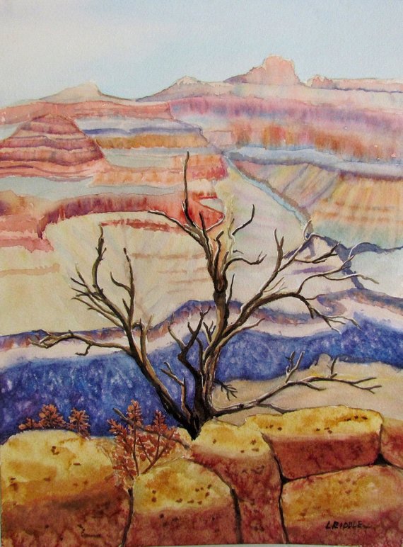 570x772 Grand Canyon Watercolor Original Dead Tree Rocks 9x12 Etsy