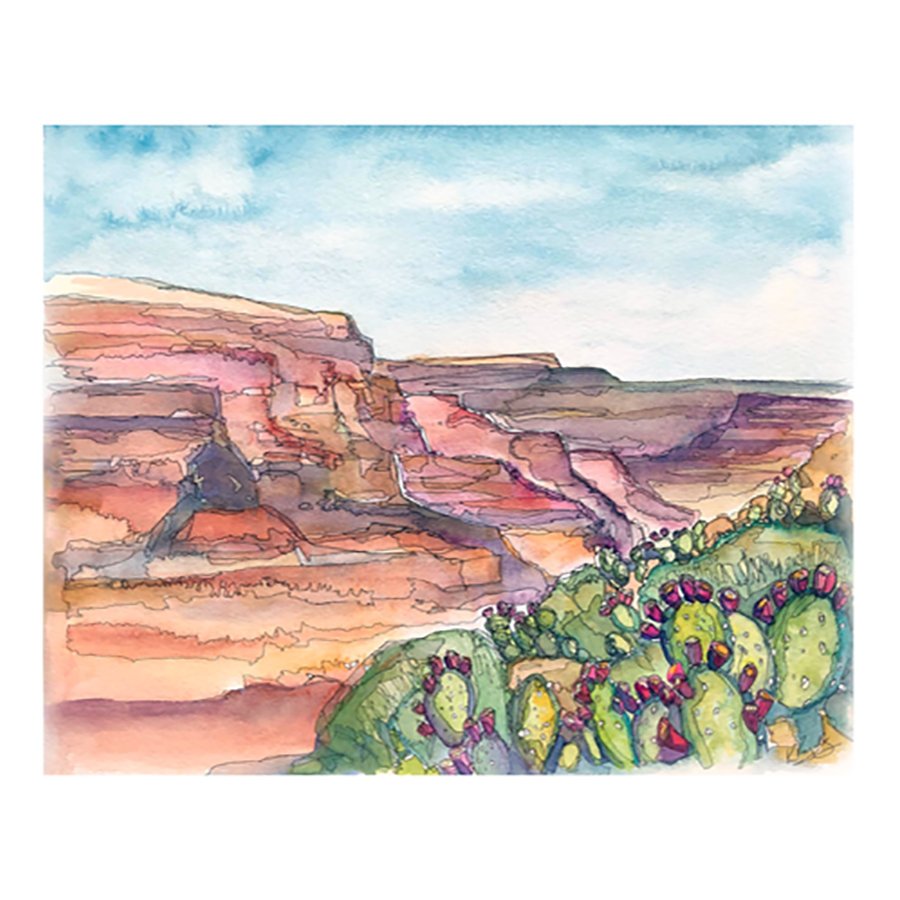 900x900 National Park Grand Canyon With Prickly Pears Watercolor Kat Etsy