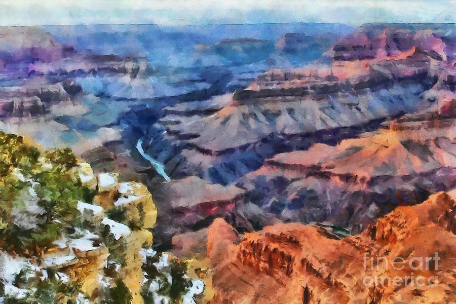 900x600 Sunset At Mohave Point At The Grand Canyon Digital Art By Mary Warner