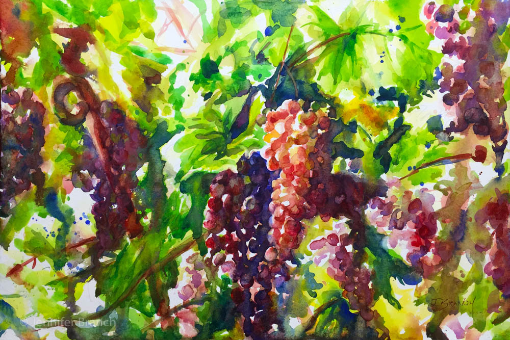 1000x667 Painting Grape Vines In Watercolor Watercolor Painting Tutorial