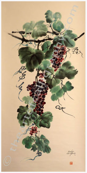 283x558 Contemporary Grapes Painting With Japanese Watercolors, Grapes In