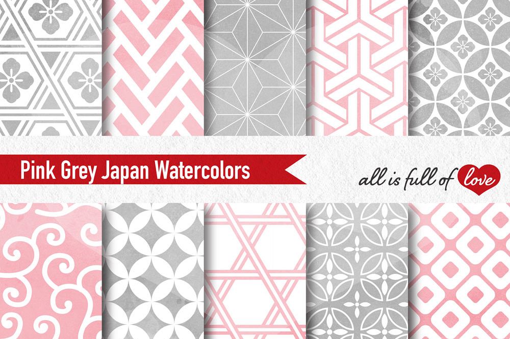 1000x666 Grey And Pink Digital Paper Oriental Watercolor Background