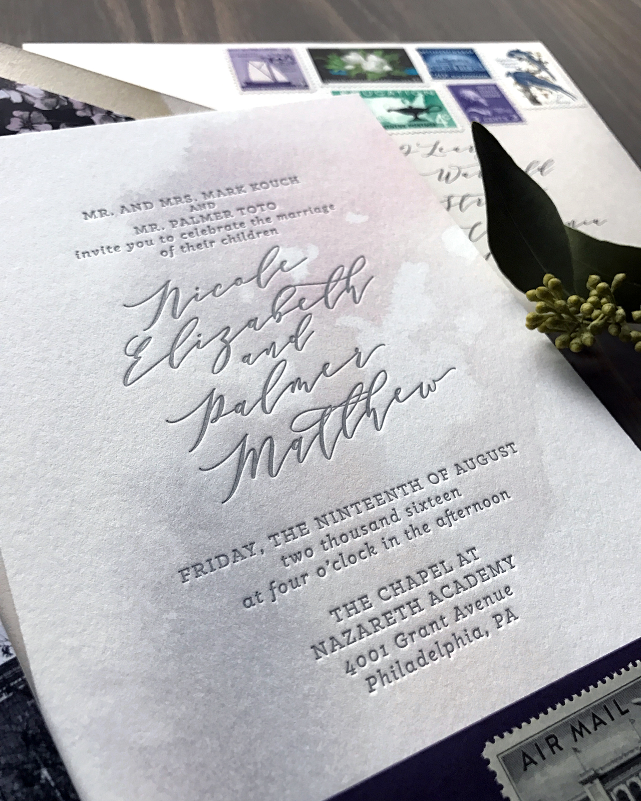 1280x1600 Purple And Gray Watercolor Wash Wedding Invitations