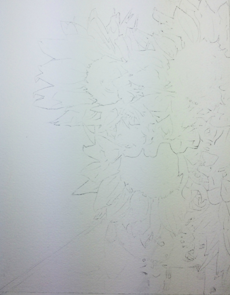 800x1028 Sunflower, Watercolor Step By Step By Carrie Waller