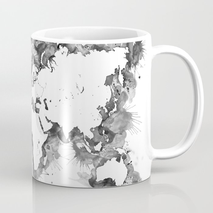 700x700 Watercolor Splatters World Map In Grayscale Coffee Mug By