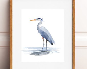 340x270 Heron Watercolor Etsy