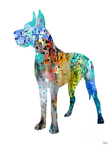 225x300 Great Dane 12 Painting By Watercolor Girl