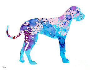 300x225 Great Dane 4 Painting By Watercolor Girl