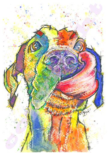 360x509 Great Dane Poster Print Of Dog From Original Watercolour
