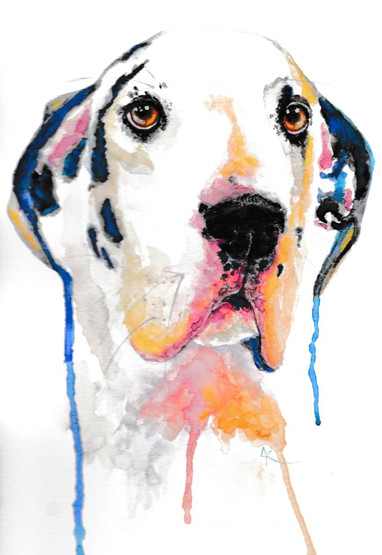 770x1118 Harlequin Great Dane Merlin Painting By A Cousineau Saatchi Art