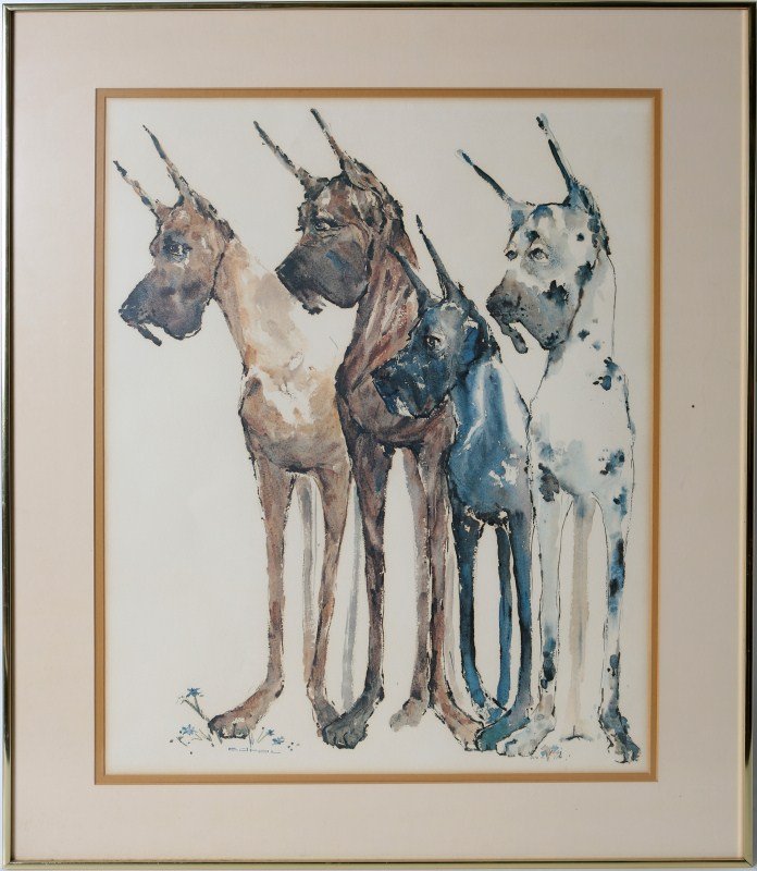 696x800 Carol Ratafia Great Danes Watercolor Print