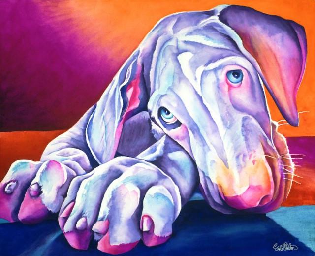 640x520 Gomez Signed Print From Original Watercolor Great Dane Puppy