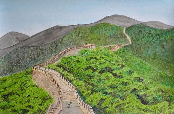 600x392 Great Wall Of China, Watercolor Painting By Swati Singh