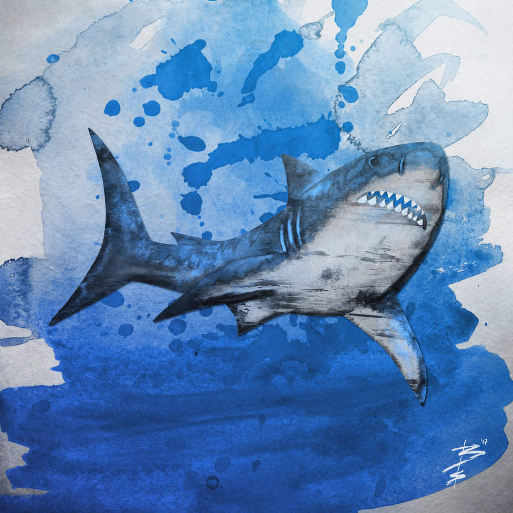 1000x1000 Sharkweek Surreal Great White Shark Square Art Print Arsenal