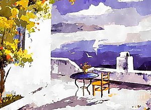 300x218 Greece Watercolor Paintings