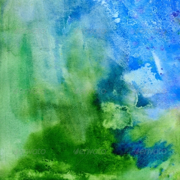 590x590 Grass And Sky. Abstract Watercolor Background By Jetfoto