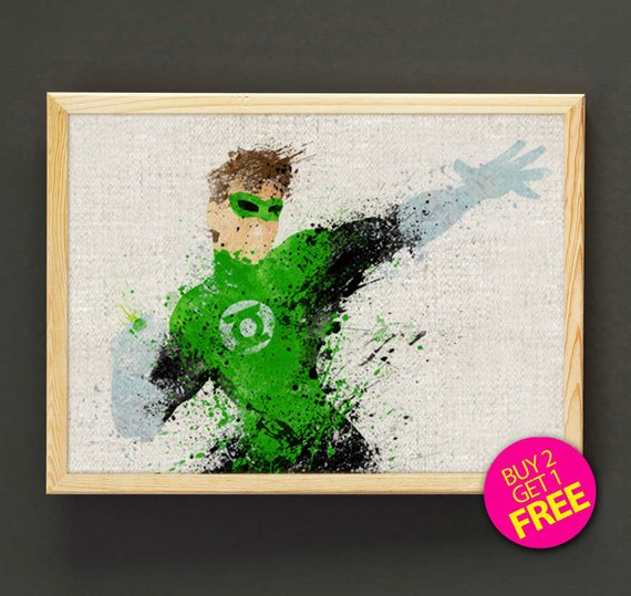 570x539 Green Lantern Watercolor Art Print Dc Comic Justice League Etsy