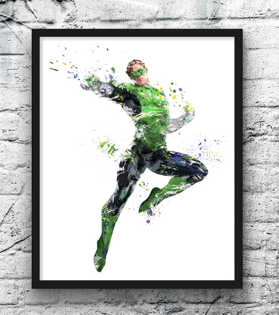 570x642 Green Lantern Watercolor Print Movie Poster Ring Justice Etsy