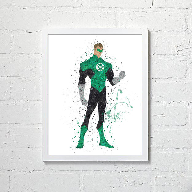 625x625 Green Lantern Wall Art Green Lantern Watercolor Green Lantern Etsy