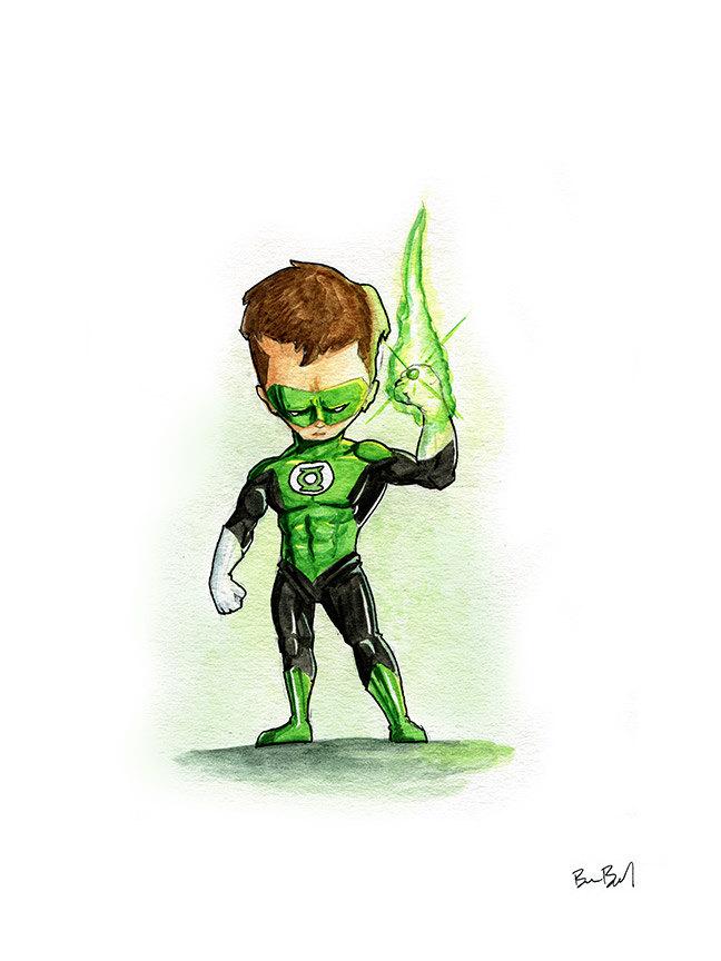 648x864 Green Lantern Inspired Watercolor Print Ben Byrd Art