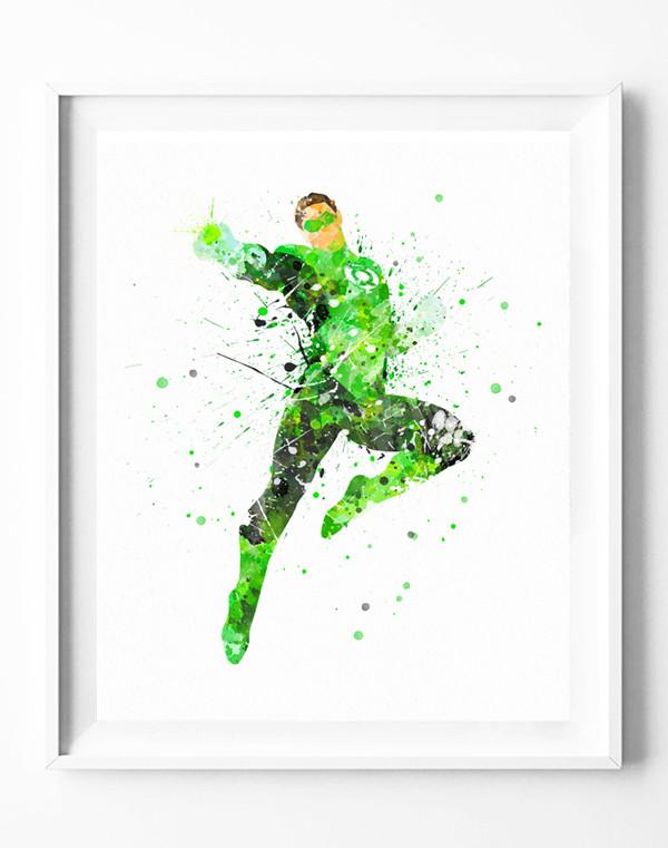 600x761 Green Lantern Poster Dc Superhero Art Print Watercolor Painting
