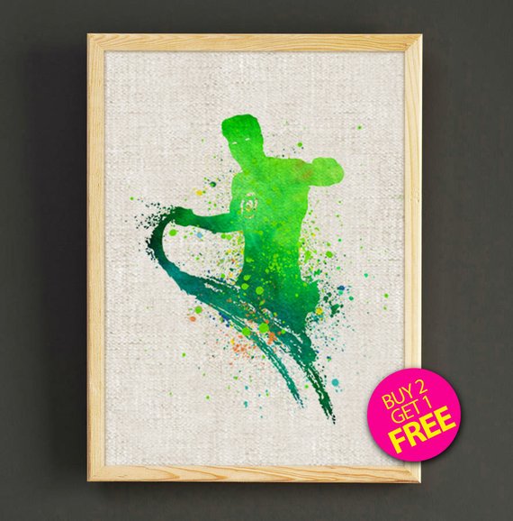 570x578 Green Lantern Superhero Watercolor Art Print Justice League Etsy
