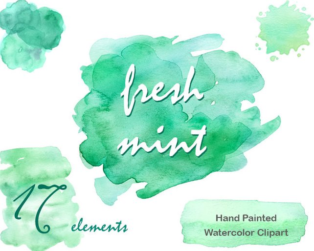 642x514 Watercolour Clipart Commercial Use Mint Green Watercolor Etsy
