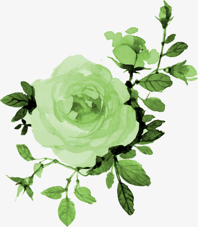 650x748 Green Watercolor Flowers, Watercolor Clipart, Green, Watercolor
