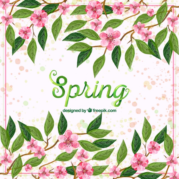 626x626 Watercolor Background Of Flowers And Green Leaves Stock Images